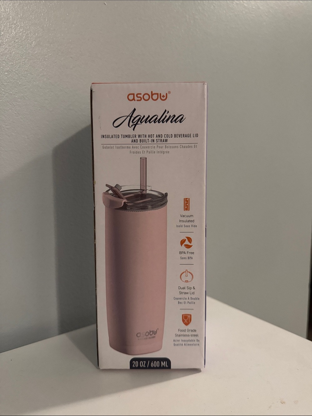 Aqualina Insulated Tumbler — Blush Pink
